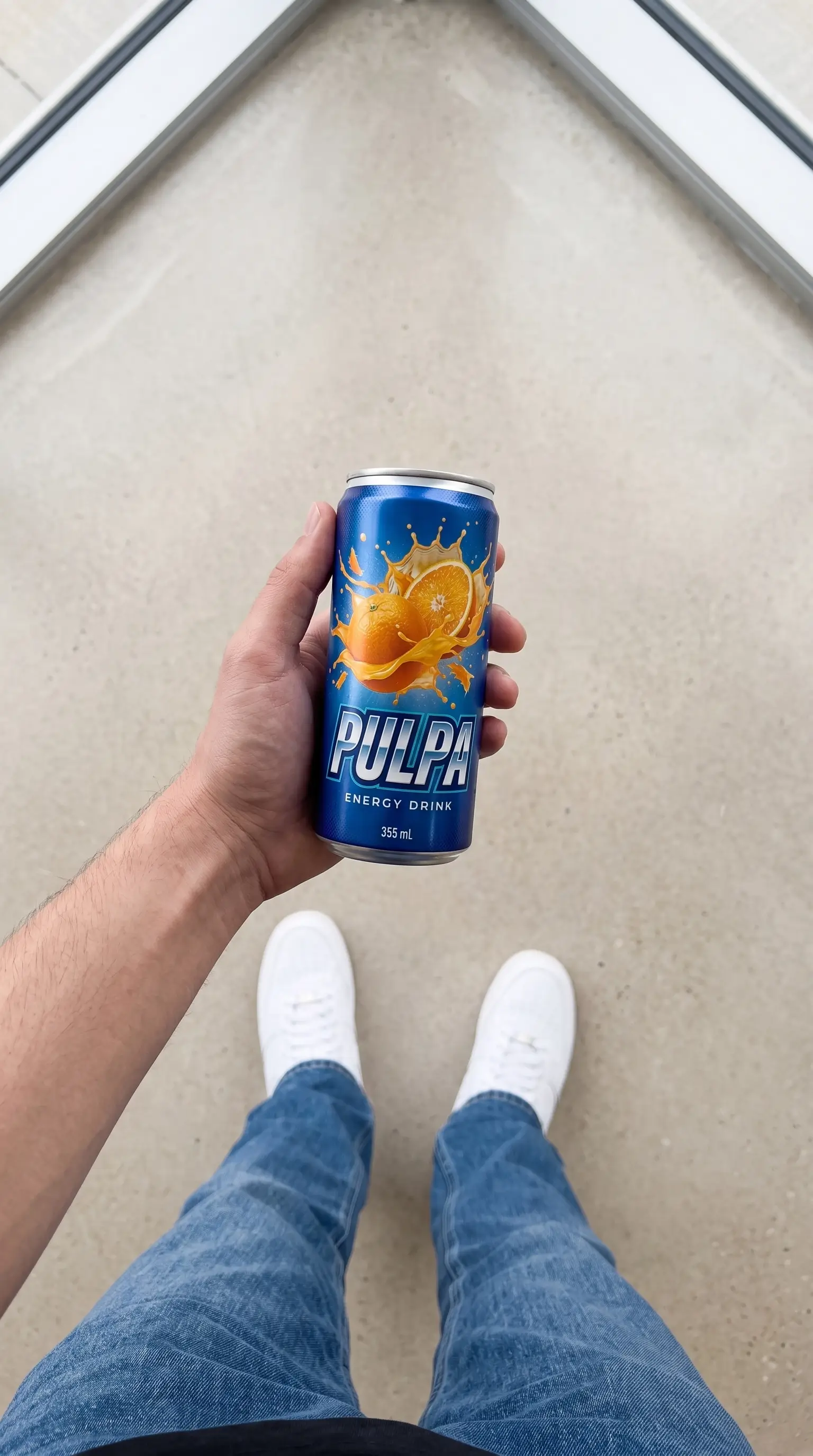The original photo: a Pulpa can held in a hand