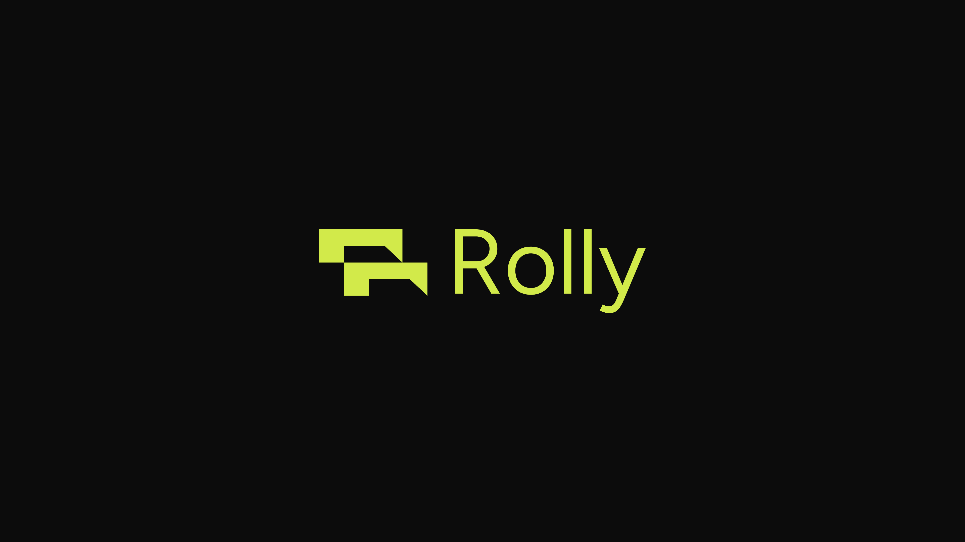 The Rolly logo in lime on black