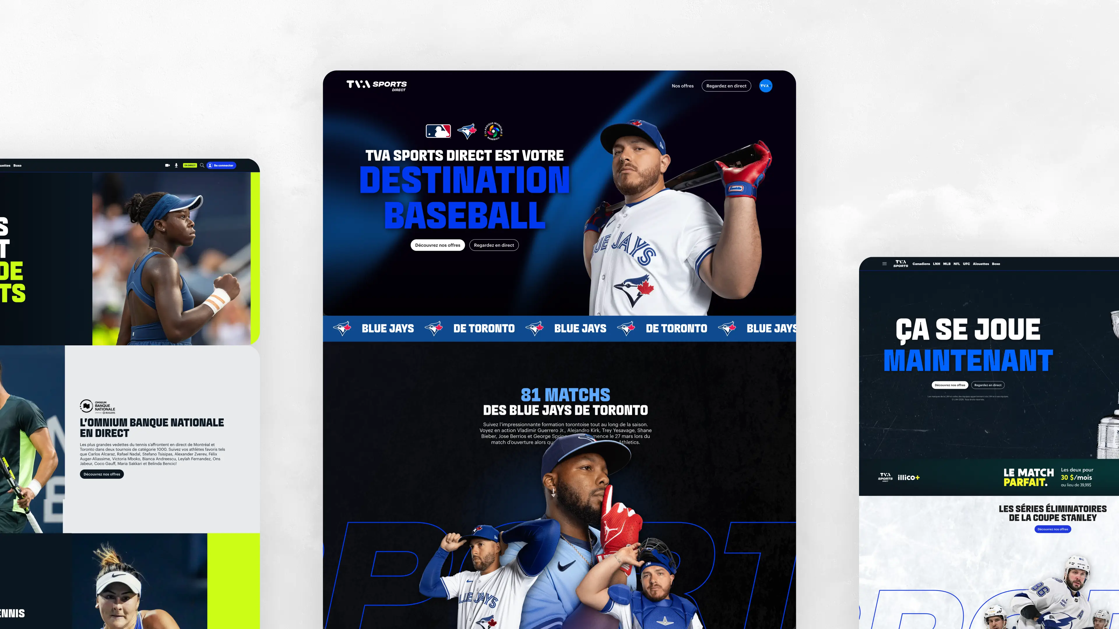 The TVA Sports landing pages